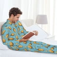 thumbnail image 6 of Yiaed Lemon Ice Cream Print Men’s Pajamas Set - Long Sleeve Button Down Sleep Shirt and Pajama Bottoms Sleepwear Set Mens Pjs Sets Men's Pajama Bottoms-Large, 6 of 7