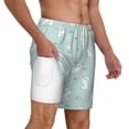 thumbnail image 3 of Picia Playing Rabbit pattern Mens Swim Trunks with Compression Liner Stretch Beach Shorts Quick Dry with Zipper Pockets No-Chafing Board Shorts-X-Large, 3 of 9