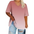 thumbnail image 7 of GERsome Women's Plus Size V Neck T Shirts Short Sleeve Summer Workout Tops, Sizes S-5XL, 7 of 7