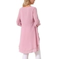 thumbnail image 3 of Blusas asimétricas de chiffon de manga larga con cuello redondo para mujer, estilo casual y elegante, color rosa polvo, talla XL, 3 of 6