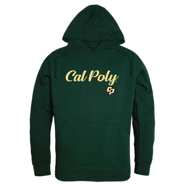 W Republic 558-167-FOR-04 Men Cal Poly Mustangs Script Hoodie, Forest Green - Extra Large