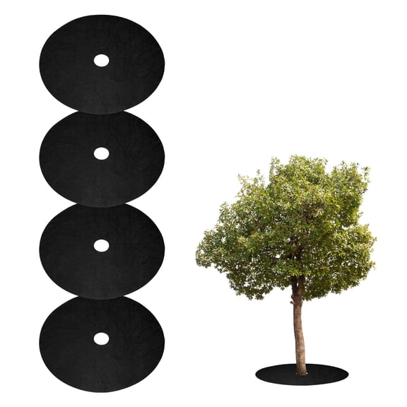 Uxcell 4pcs Tree Mulch Ring 32.3 Inch Non-Woven Round Tree Protector Weed Barrier Mat Plant Cover Rings for Weed Grass Control Root Protection, Black