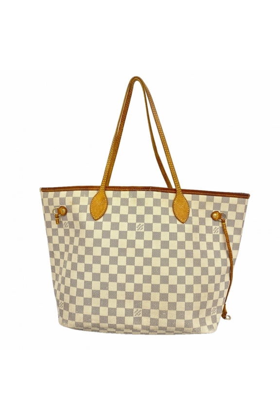 Pre-Owned Louis Vuitton Damier Azur Neverfull MM Tote Bag N51107 White Women's