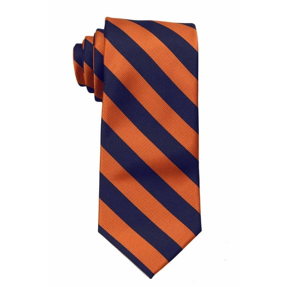Mens XL Long College Striped Necktie Ties - Orange Navy