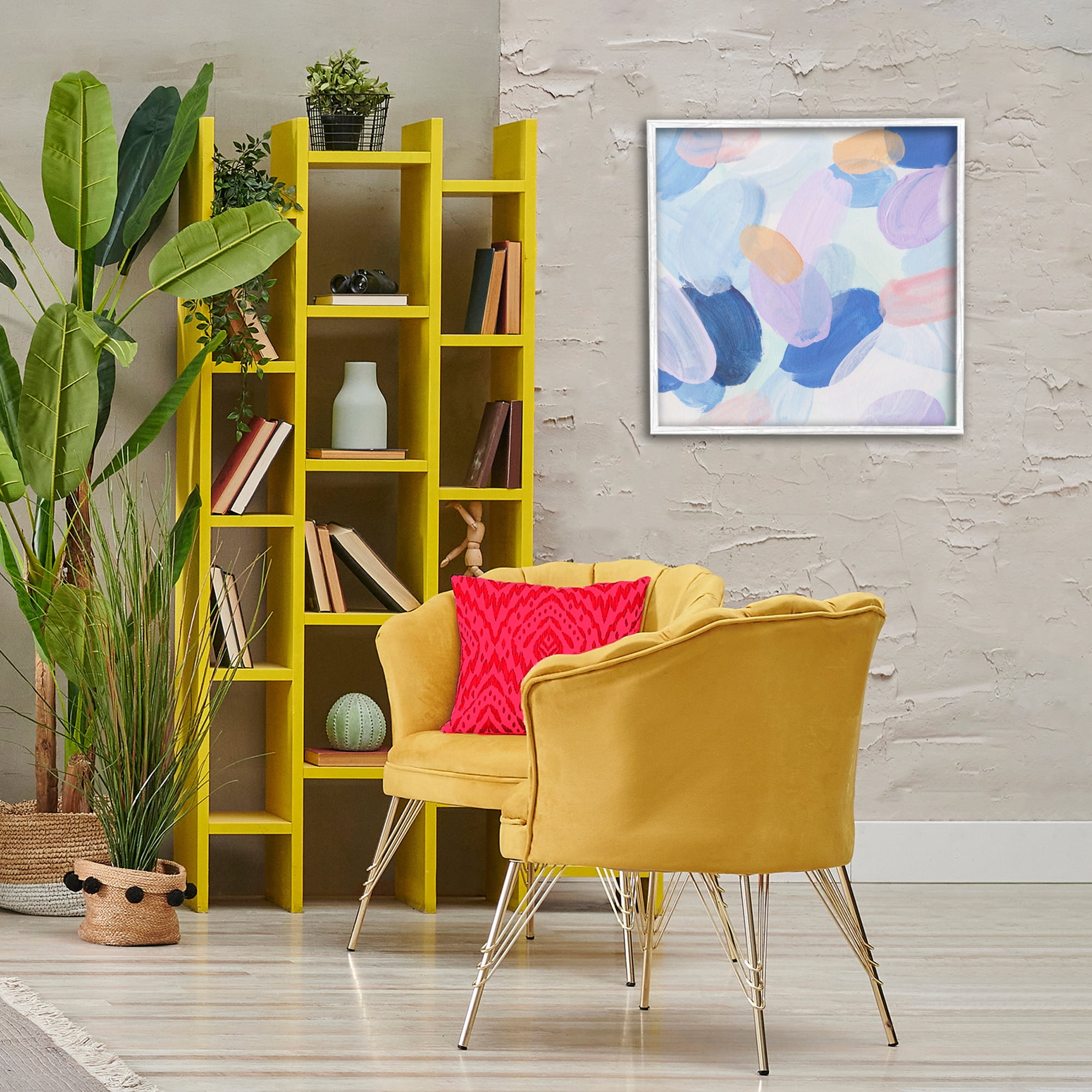 Stupell Industries Oblong Shapes Pattern Abstract Painting White Framed Art Print Wall Art, 24 x 24
