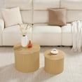 thumbnail image 3 of Fluted Round Nesting Coffee Table Set of 2, Small Coffee Table Circle Side Table, Boho Modern Wood Nesting Table Farmhouse End Tables Set for Living Room, Bedroom, Small Spaces(Natural), 3 of 8