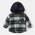 thumbnail image 2 of Odeerbi Toddler Boys Girls Winter Coat Plaid Shacket Jacket Warm Outerwear Overcoat Fashion Casual Long Sleeve Hooded Checkered Jacket Navy, 2 of 8