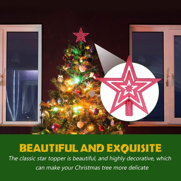 OUNONA 10 Cm Christmas Tree Topper Gold Star Ornament Treetop Decor Red