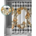 thumbnail image 3 of 72x78 Inch Shower Curtain Black Plaid Thanksgiving Bathroom Decor Waterproof Fabric Bathtub Bath Curtains Decorative Fall Pumpkins Wreath Extra Long Shower Curtain Set with Hooks, 3 of 6