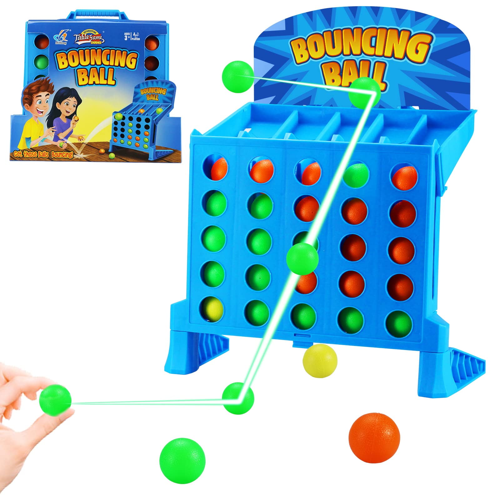 Linking 4 Shots Game, Bounce Off Party Game Jumping Ball Tabletop Game for Kids, 4 in a Row Parent-Child Interaction Board Game Educational Toy for Family Travel Outdoor -Fun Gift for Kids 3