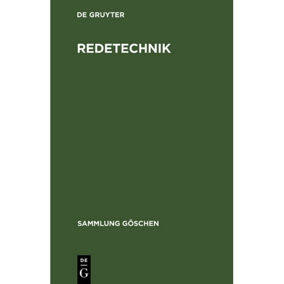 Sammlung GÃ¶schen Redetechnik, Book 6061, (Hardcover)
