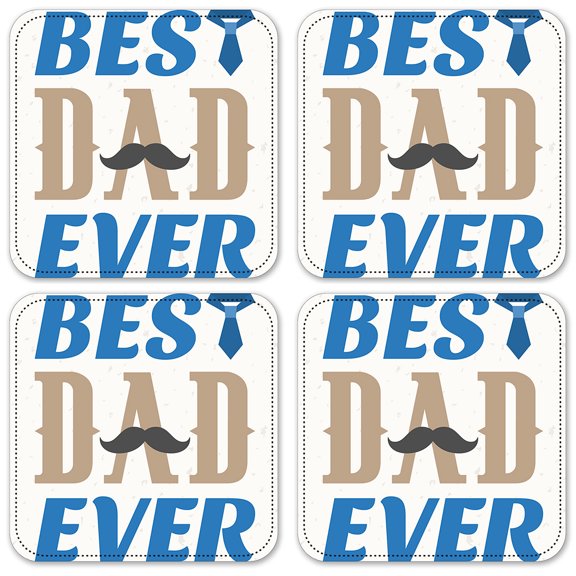Vinyl Drink Coasters - Set of 4 - Best Dad Ever