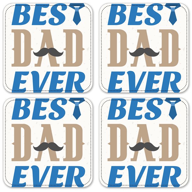 Vinyl Drink Coasters - Set of 4 - Best Dad Ever