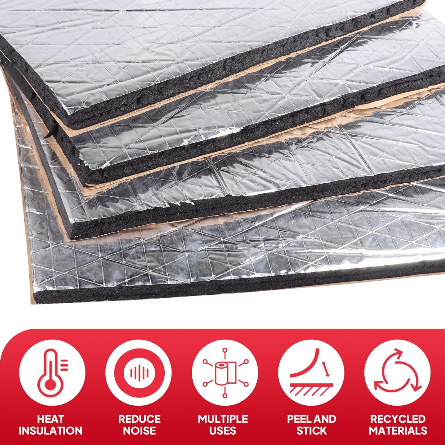 Automotive Insulation Mat, Sound Heat Deadener Mat 15MM Thick Heat Shield  Deadening Material 90\, image size:1500x1500