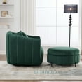 thumbnail image 5 of Oversized 360 Degree Swivel Velvet Armchair with Storage Ottoman and 3 Pillows, Pumpkin Style Accent Chair for Living Room or Bedroom, Adjustable Comfort Seating in Green, 5 of 8