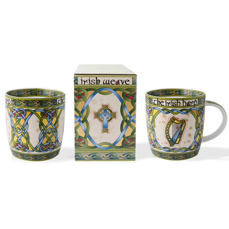 Set Of 2 Scottish Thistle Mugs - Ceramic Tea & Coffee Mugs With Celtic Design, Housewarming Gift