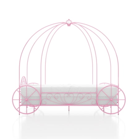 Furniture of America Carriage Kids Twin Metal Bed Pink