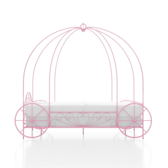 Furniture of America Carriage Kids Twin Metal Bed, Pink