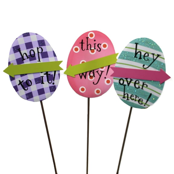 Easter Gallery This Way Eggs Metal Garden Stake E21044