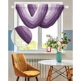 thumbnail image 3 of Purple Ombre Sheer Waterfall Valance Curtains for Window, Farmhouse Vintage Wooden Striped Rod Pocket Sheer Topper Swag Curtains for Living Room, Kitchen 38.5"W x 47.2"L, 1 Panel, 3 of 7