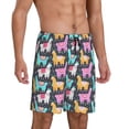 thumbnail image 6 of Mens Pajama Shorts, Colorful Alpaca Sleep Shorts Men Pajama Bottoms Lounge PJ Shorts with Pockets, 6 of 6