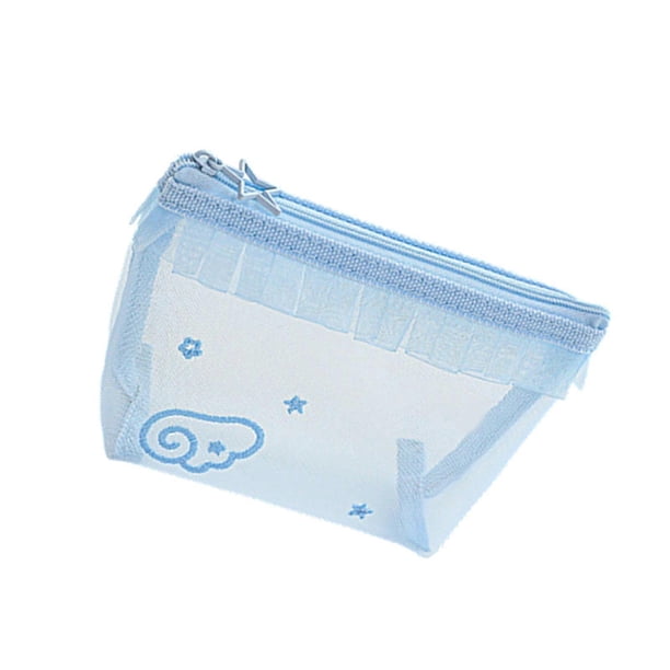Double Layered Fabric Pencil Case High Capacity Document Organiser Travel Makeup Tool Storage Bag For Women Student White