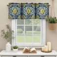 thumbnail image 3 of Abstract Geometric Floral Window Valance Curtain Yellow Flowers Rod Pocket Short Curtain for Living Room, Bedroom & Kitchen Window Decor 42x12in, 3 of 8