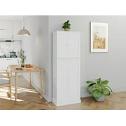 HOMEFORT Tall Kitchen Pantry Storage Cabinet with Doors and Shelves, Wooden Food Pantry Farmhouse Cupboard Freestanding Buffet for Kitchen Dining Living Room, White