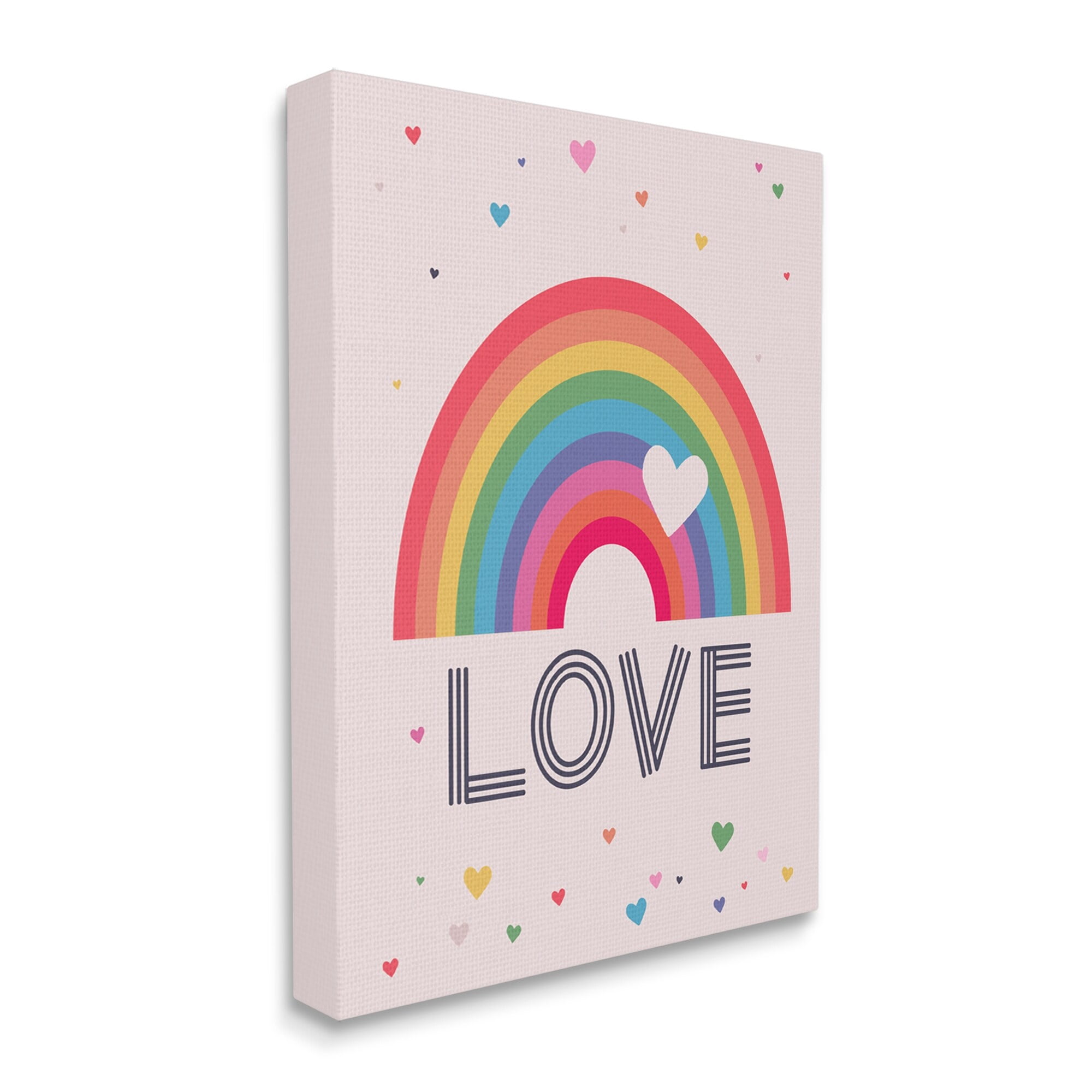 Stupell Industries LOVE Greeting Flattened Rainbow Tiny Floating Hearts ,16 x 20, Design by Lisa Perry Whitebutton