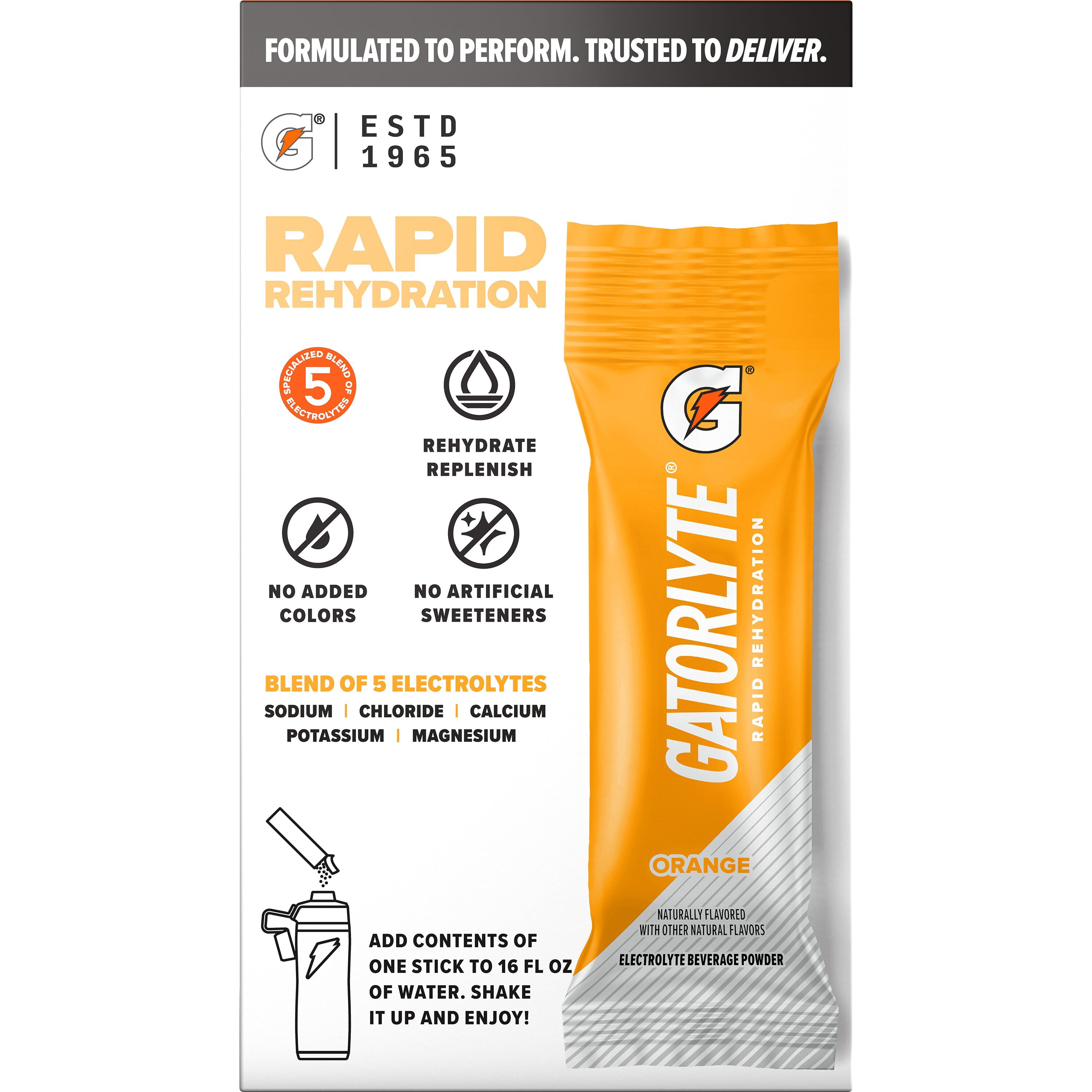 Gatorade Gatorlyte Rapid Rehydration Orange Flavor, Powdered Energy Drink Mix, 3.12 oz, 6 Count Packets
