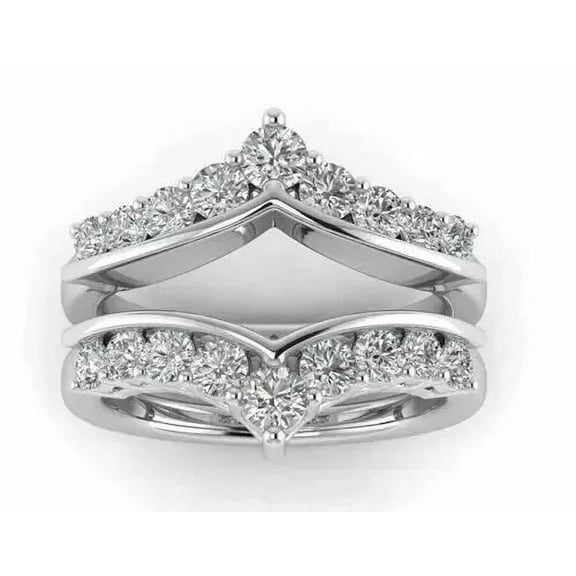2 CT Round Lab-Created Diamond 14K White Gold Plated Enhancer Wedding Wrap Ring Guard