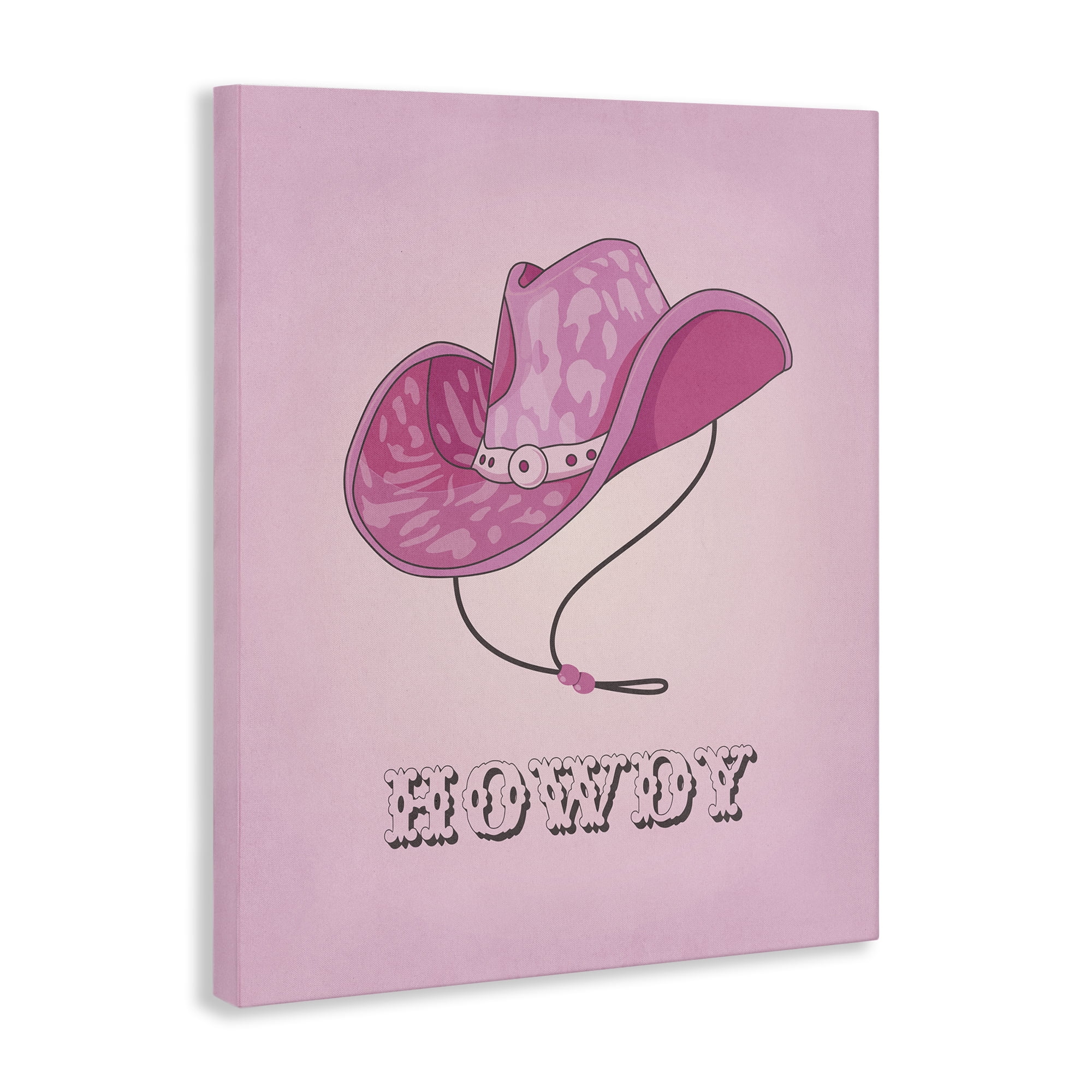 Stupell Industries Howdy Pink Cowgirl Hat Entertainment Painting Wrapped Canvas Art Print Wall Art, 16 x 20