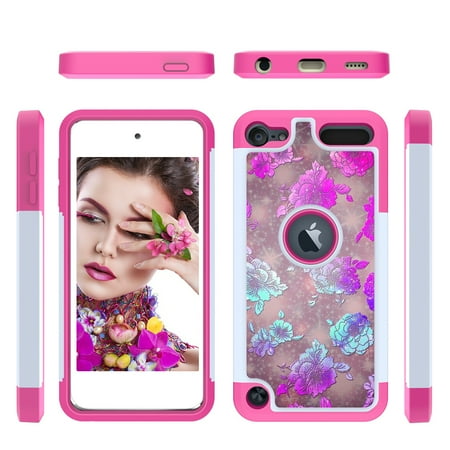Ipod 5 Protective Flower Case Allytech iPod Touch 7 (2019) Case, iPod Touch 6 Case, iPod Touch 5 Case, 2 In 1 Shockproof Protective Anti-Scratch Drop Proof Case Cover for Apple iPod Touch 7th / 6th / 5th Generation,Flower ()