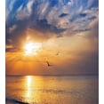 thumbnail image 3 of Birds Duvet Cover Set, Early Morning Sunrise over the Ocean and a Bird Horizon Nature Panoramic View, Decorative 2 Piece Bedding Set with 1 Pillow Shams, Twin Size, Blue and Orange, by Ambesonne, 3 of 3