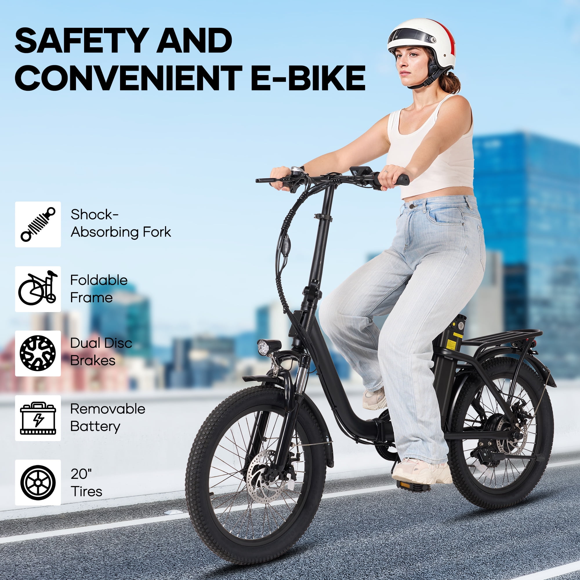 Naipo Folding Electric Bike with 48V 350W Motor 20MPH Top Speed, Front Suspension and Commuter 20" Electric Bicycle for Adults UL2849