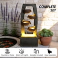 thumbnail image 3 of mdj pottery Cascading Bowl Water Fountain Outdoor, 37.6 Inch High Resin Waterfall Fountain with Quiet Pump & Warm LED, Decorative Water Feature for Patio, Backyard, Balcony and Garden - Grey, 3 of 8