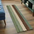 thumbnail image 4 of Green Brown Large Area Rugs for Bedroom Living Room, Soft Non Slip Carpet Bedside Rug, Country Wood Grain Abstract Stripe Rectangular Floor Cover Kitchen Accent Rug 2'x6' for Dining Room/Office, 4 of 9