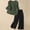 Dark Green, variant on HAIJIE womens linen set two Piece Easter Sets for Women Summer Spring Lou-nge Sets Travel Vacation Outfits Cap Sleeve Side Slit Wide Leg Pants (Blue,S)