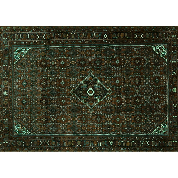 Ahgly Company Machine Washable Indoor Rectangle Persian Turquoise Blue Traditional Area Rugs, 5' x 7'