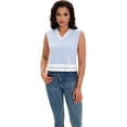 thumbnail image 7 of DARING DIVA Women's Cropped Sweater Vest Summer Tank Tops XL Light Blue White, 7 of 7