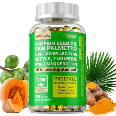 Saw Palmetto, Pumpkin Seed Oil, Pygeum, Sunflower Lecithin - Supports Prostate, Bladder, Urinary System and Hair Health - 120 Capsules