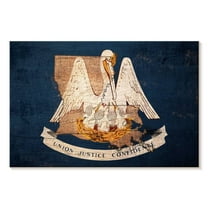 Elephant Stock Louisiana Pelican Wall Art - Horizontal Canvas Wall Art - Living Room Wall Decor - Flags Canvas - Blue And Beige Decor - 39" x 26"