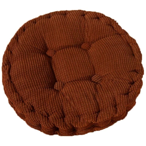 Cojín de silla, relleno grueso, acolchado, redondo, para comedor interior y exterior, cojín redondo, marrón