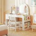 thumbnail image 2 of Gymax Kids Vanity Desk w/ Lights Open Bookshelf Storage Drawer Compartment & Shelves White, 2 of 9
