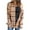Light-brown, variant on Long Sleeved Women Turn-Down Collar Plaid Print Casual Button-Down Blouse Tops