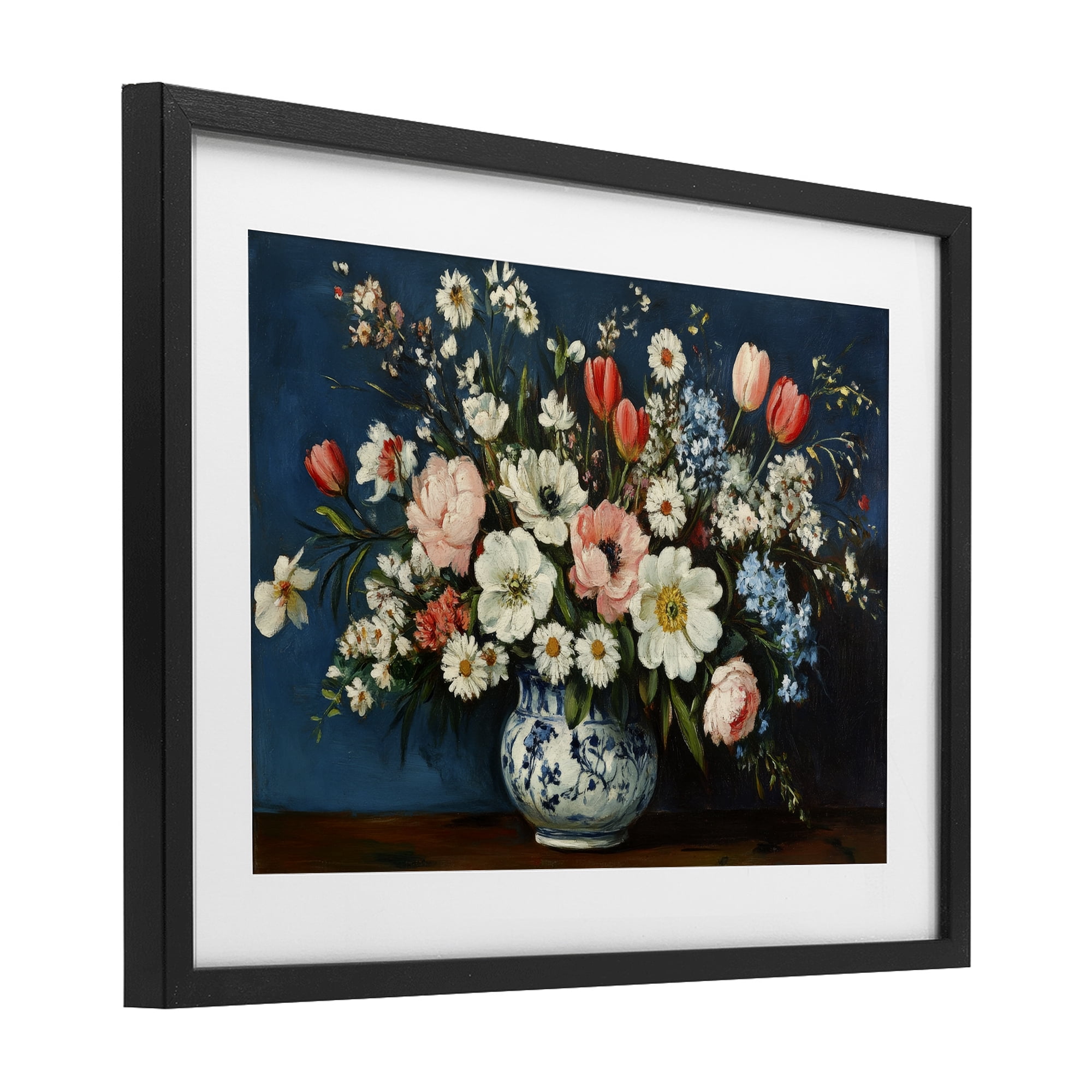 Stupell Industries Colorful Bouquet in Vase Black Framed Print Under Glass, design by Petal Prints Design