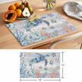 thumbnail image 6 of Ocean Turtle Placemats Set of 6 Coral Vintage Blue Shell Coastal Conch Place Mats Indoor Wipeable Table Mats Washable Cloth Dining Table Placemats for Kitchen Holiday Party Home Decor 13x19 Inch, 6 of 9