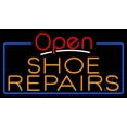 thumbnail image 1 of Orange Shoe Repairs Open LED Neon Sign 20 x 37 - inches, Black Square Cut Acrylic Backing, with Dimmer - Bright and Premium built indoor LED Neon Sign for store interior Décor, Storefront., 1 of 7
