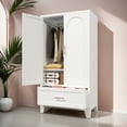 thumbnail image 5 of 60" Tall White Metal Wardrobe with 2 Drawers & Hanging Rod, 2-Door Storage Cabinet with Adjustable Shelf for Bedroom, Office, Entryway, 5 of 8