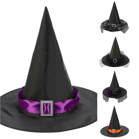 Oiyii Toddler Girls Spider‑Web‑Tulle Witch Hat Print Hats Halloween‑Party Party Cap, Purple